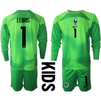 Otroški Nogometni dresi Francija Hugo Lloris #1 Vratar Gostujoči SP 2022 Dolgi Rokav (+ Kratke hlače)